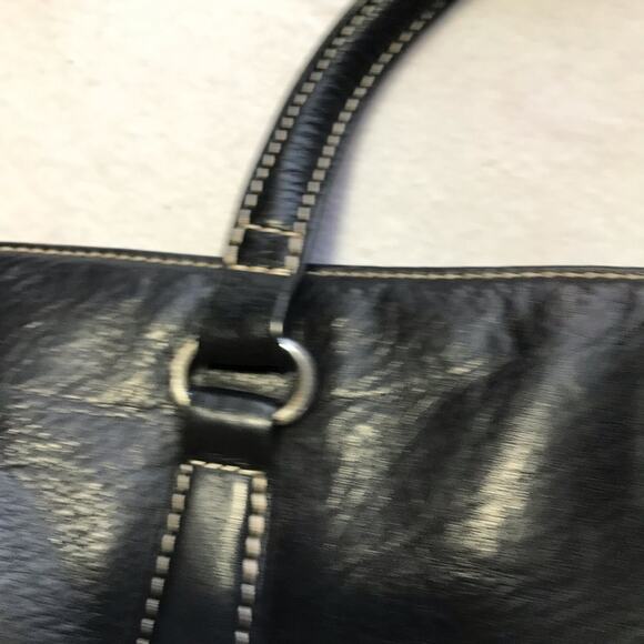 Fossil black leather mini tote bag 75082 casual everyday purse - Picture 15 of 16